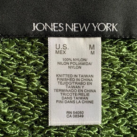 Jones New York Textured Knit Sweater Women M Green Long Sleeve Pullover Nylon - Picture 10 of 11